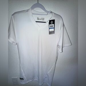 Under Armour White V-Neck Compression Top